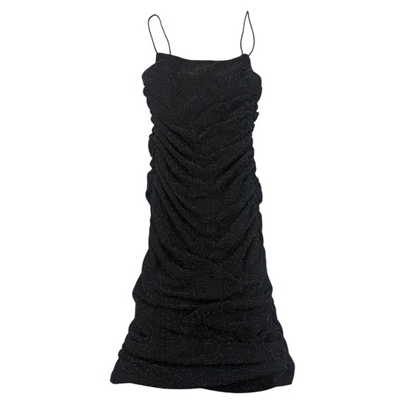 Princess Polly Reeva Black Shimmer Ruched Bodycon Mini Dress Size 0 - Picture 4 of 8